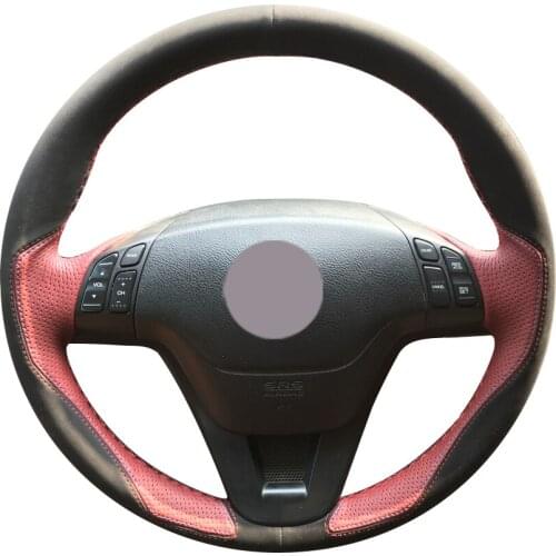 Black Suede Wine Red Leather Car Steering Wheel Cover for Honda CRV CR-V 2007-2011