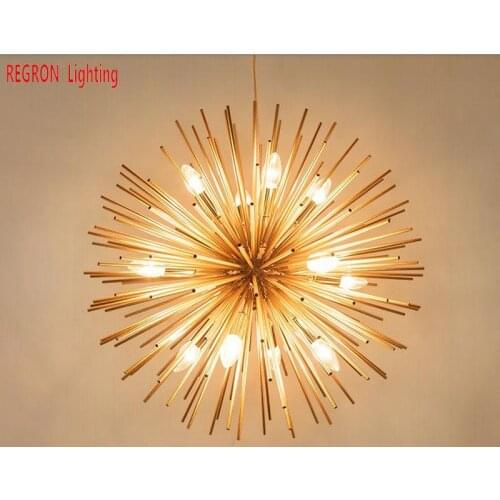 Art Gallery Modern led Pendant Lights Golden pipe Bar lighting Sparks Balls hanging lamp For Restaurant Lounge Art Studio sconce