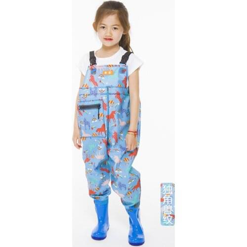 Kids Jumpsuit Waterproof Wading Pants With Rain Boots Playing Water Sports fish Beach Fishing Hunting girls boys Wader Trousers