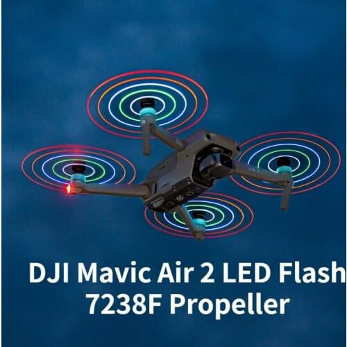 DJI Mavic Air 2 LED Flash 7238F Propeller Low Noise Rechargeable Props Night Flying For DJI Mavic Air 2S Propellers Accessories