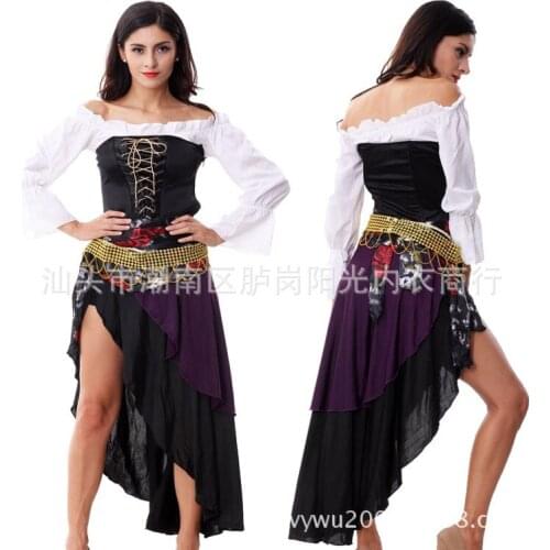 Long Dress for Role-Playing Game Halloween Women Cosplay Costumes Long sleeve bandage Outfit Fancy Dress JY055