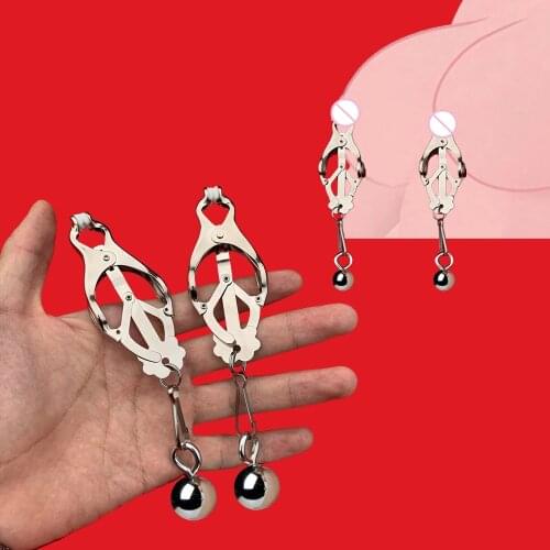 BDSM Fetish Women Sex toy Adjustable Torture Play Clamps With Steel Balls Metal Nipple Clips Breast Bondage Restraints Accessory