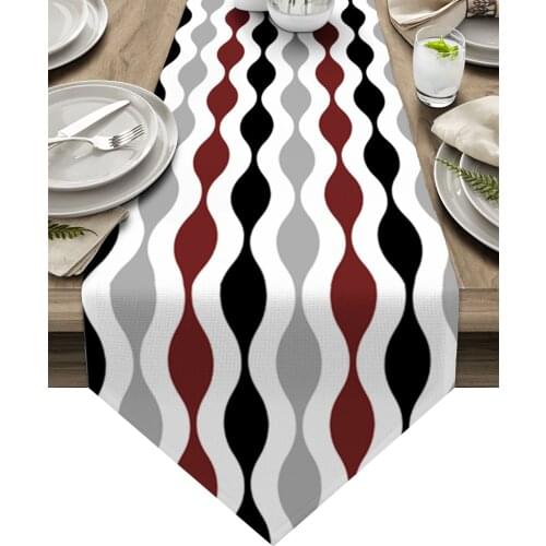 Geometric Black Red Grey Medieval Print Table Runners Luxury Dinner Coffee Table Decor Tablecloths Wedding Table Decoration