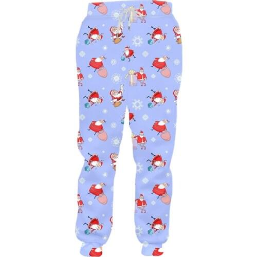 IFPD Christmas Loose Plus Size Long Pants Mens Cool Printed Santa Claus Gift 3D Sweatpants Man Hiphop Joggers Pants