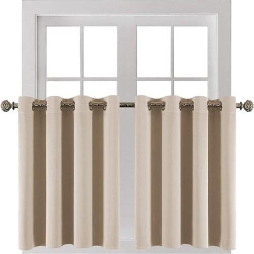 Blackout Short Curtains for Bedroom Beige Color Living Room Small Window Curtain Treatments Blinds Kitchen Home Decor Drapes