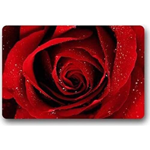 Doormat Personalize Decor Carpets ? Door Mats red rose Machine Washable Indoor Outdoor House Doormats Area Rugs Entryway Mats N
