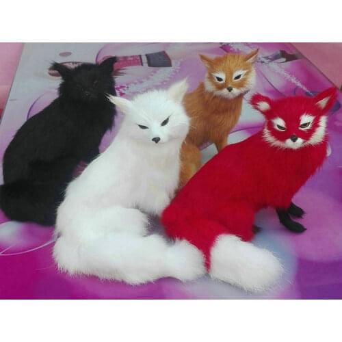 16x15cm squatting fox model,polyethylene&furs handicraft Figurines home decoration toy gift a2599