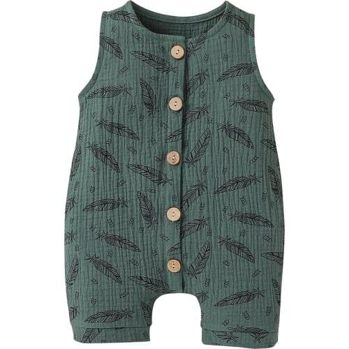 Summer Baby Clothes Body Rompers Feather Print Sleeveless Babies Clothes Kids Pyjamsa Newborn Infant Childrens Clothing