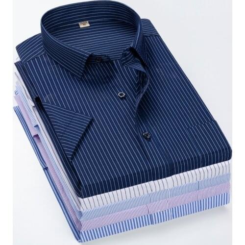 Summer Mens Fashion Business Casual Striped Shirt 2021 New Mens Brand Professional Work Shirt Mens Dress Short Sleeve Shirt