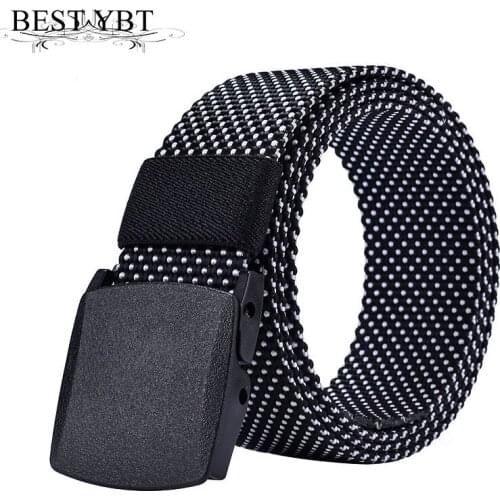 Best YBT Unisex belt trend fashion weaving Nylon Plastic buckle Men belt sport casual Man and Women cowboy belt