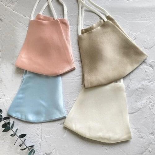 White Face Mask Black Ivory Satin Silk Face Jewelry Hang-ear For Women Shading Mask Decoration Accessories Wedding Party 2021