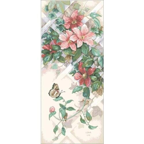 Butterfly and clematis patterns counted 11CT 14CT 18CT DIY Cross Stitch Sets wholesale Cross-stitch Kits Embroidery Needlework
