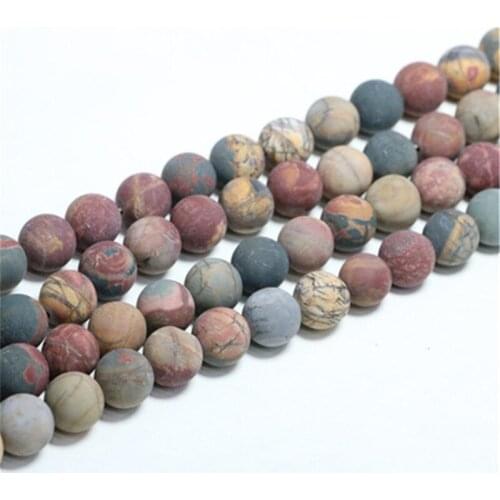Natural Round Beads Matte Picasso Loose Bead 4/6/8/10mm for DIY Jewelry Making Bracelet Accessories