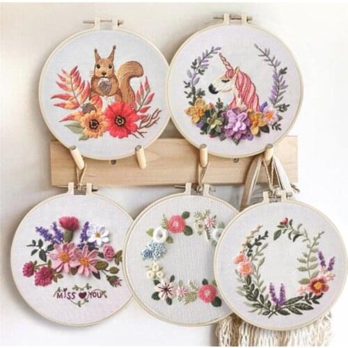 New 30pcs/lot Kill time Circle Embroidery Kit Needlework Embroidery Cross Stitch kits Embroidery for Beginner DIY Art