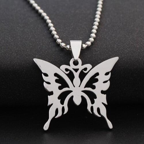 Stainless steel hollow butterfly charm necklace animal insect butterfly bee necklace butterfly effect pendant charm necklace