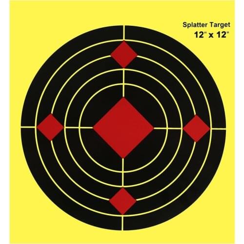 Shooting Target 12" Reactive Paper Splatter Targets Fluorescent Yellow Upon Impact Gun Rifle Pistol Air Soft BB Gun Pellet