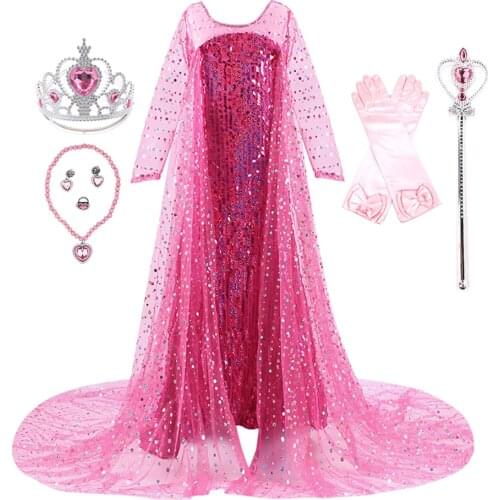 Princess Dress for Baby Girl Snow Queen Elsa Cosplay Costume Girl Dress Up Princess Dress Kids Birthday Party Halloween Costume