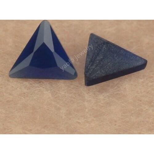 Sale 3x3~10x10mm 5A Deep Blue Color Frosted Bottom Loose Beads Stone Right Triangle Shape Brilliant Cut Glass Synthetic Gems
