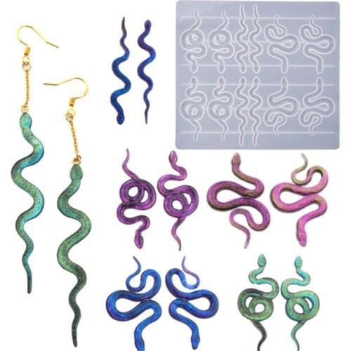 DIY Crystal Epoxy Resin Mold Snake Head Snake Earrings Silicone Earrings Mold Keychain Mirror Silicone Mold
