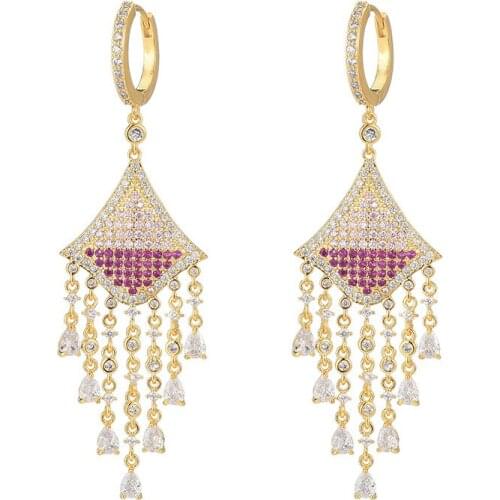 Europe and America Statement Long Tassel Geometric Dangle Earrings 925 Silver Pin Brand Designer Luxury Wedding Jewelry With CZ