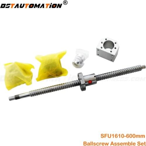 SFU1610 set 1610 600mm rolled ball screw C7 with end machined + 1610 ball nut + nut housing+ FK12 FF12 support + coupler RM1610