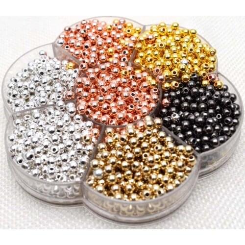4mm Gold/Rose gold/Silver/Gun Black -Metal Plated CCB Beads Smooth Spherical Spacer Beads For Jewelry Making Bracelet Necklace