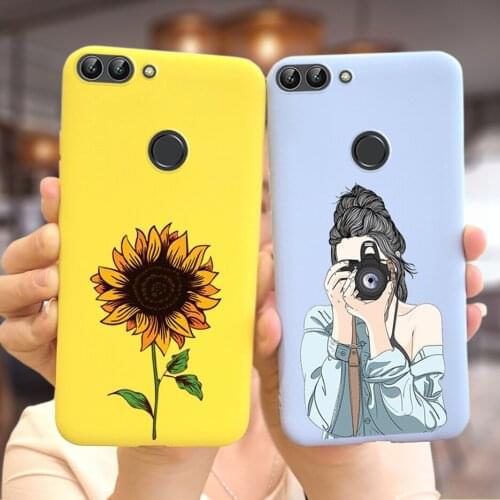 Stylish Sunflower Case For Huawei P Smart Cover FIG-LX1 Soft TPU Fundas For Huawei P Smart PSmart 5.65'' Coque Shockproof Bumper