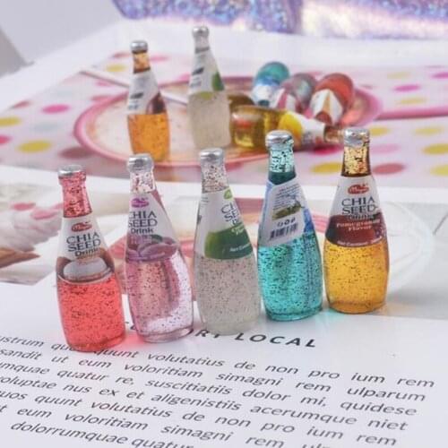 Tanduzi 100pcs Wholesale 3D Cute Korean Beverage Bottle Resin Simulation Drink Bottle DIY Dollhouse Miniature Food Resin Crafts