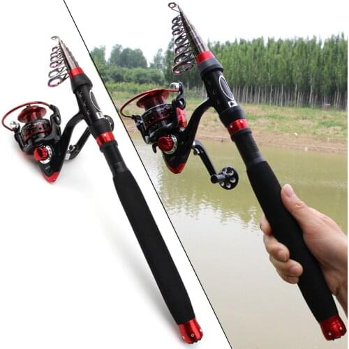 1.8m2.1m2.4m2.7m3.0m Carbon Fiber Telescopic Fishing Rod Portable Spinning Rod and Spinning Reel set vara de pesca com molinete
