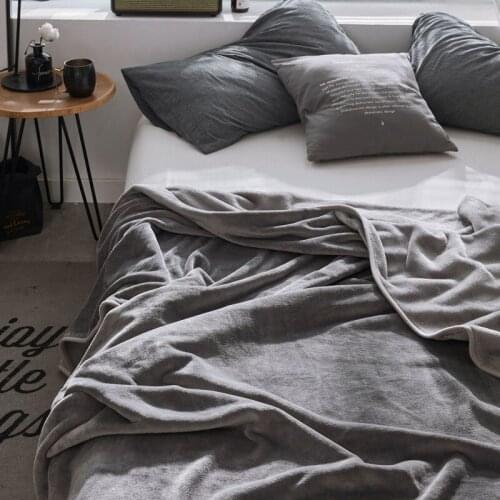 Darker Grey Black Solid Color Covered Edge Sleeping Blanket Flat Sheet on Bed/Sofa Sleeping Adult Bedspreads 200x230cm