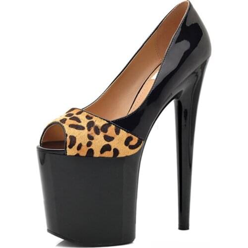 New Arrived sexy leopard print 20cm temptation Women Pumps ultra high thin heels platform 8 inch shoes sexy Party shoes