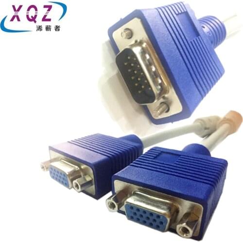 VGA Y cable 3+6 Splitter Cable Computer to Dual 2 Monitor Adapter Y Splitter Male to Female VGA Wire Cord for PC Laptop
