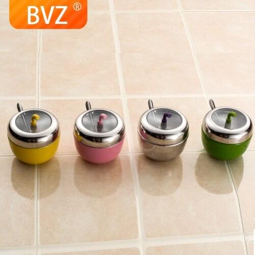 BVZ High quality kitchen seasoning pot colorful seasoning jar stainless steel pepper bottle salt sugar seasoning box with Cover