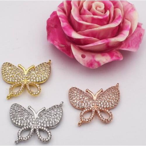 High-grade microscope zircon Diy hand-string accessories materials butterfly buckle fashion long sweater chain link clasp