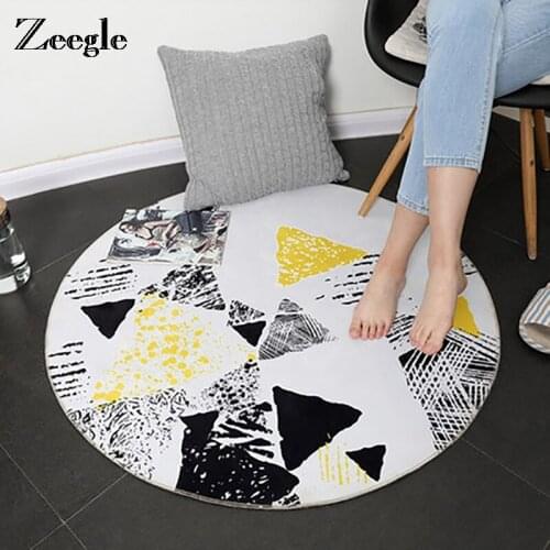 Zeegle European Geometric Round Carpet For Living Room Children Bedroom Rugs And Carpets Computer Chair Floor Mat Decor Carpet