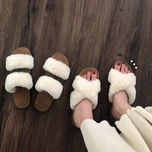 Mazefeng 2020 New Fashion Women Home Slippers Faux Fur Ladies Warm Shoes Woman Slip on Flats Female Slippers comfortable