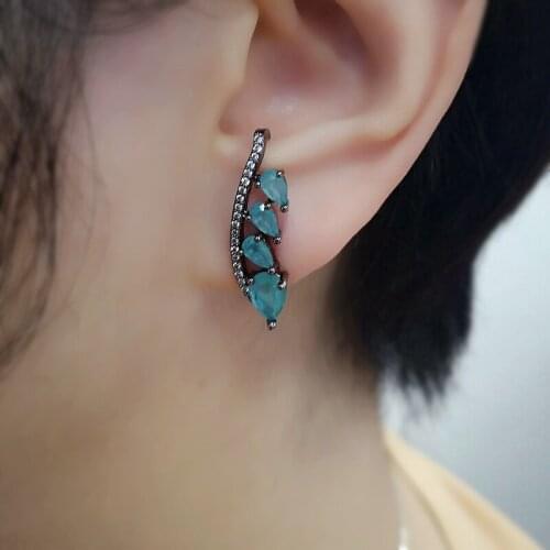 Unique design Flower Stud Earrings For women AAA Cubic Zirconia Green Crystal Glass Earrings Gothic Fashion Party Jewelry 2019