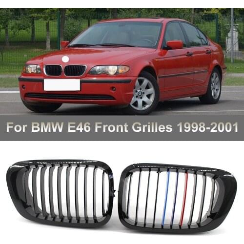 1 Pair Gloss Black M Style Front Kidney Grill Grille for BMW 3 Series E46 1998 1999 2000 2001 4 Door 323 325 Auto Accessories