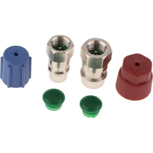 2 Pieces Red+Blue A/C Charging Port High Low Side Adapters Retrofit R12 R22 to R134a
