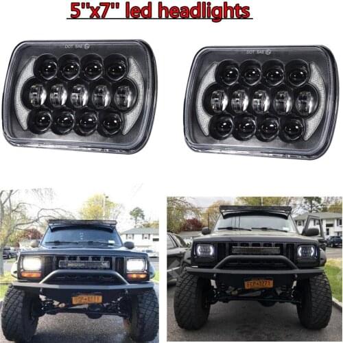 2 Pcs) DOT Approved 5"x7" 6x7 inch LED Headlights with Angel Eyes DRL Sealed Beam Headlamp for Jeep Wrangler YJ Cherokee XJ
