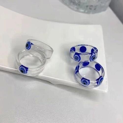 2021 New Goth Evil Eye Transparent Acrylic Rings For Women Egirl Vintage Punk Cute Vintage Rings Jewelry 90s Aesthetic Gifts