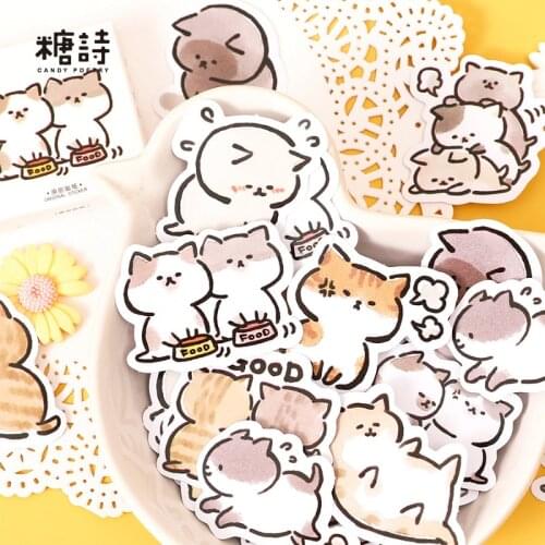 45pcs /Box Cat Friends DIY Decoration Stickers DIY Diary Craft Sticker