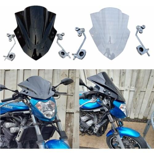 For Yamaha SR400 SR-400 2015 Motorcycle Accessories Universal Wind Deflectors Classic Screen Windshield Glass black and clear