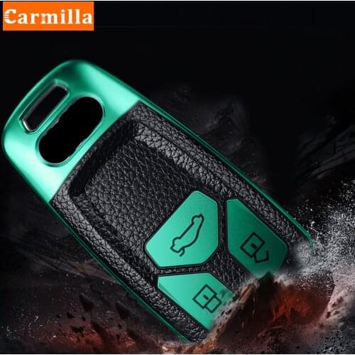 Carmilla TPU Leather Car Key Cover Case Holder Protector for Audi A4 B9 Q5 Q7 TT TTS 8S 2016 2017 Car Smart Remote Accessories