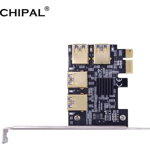 CHIPAL Riser USB 3.0 PCI-E Express 1x to 16x Riser Card Adapter PCIE 1 to 4 Slot PCIe Port Multiplier Card for Video Card