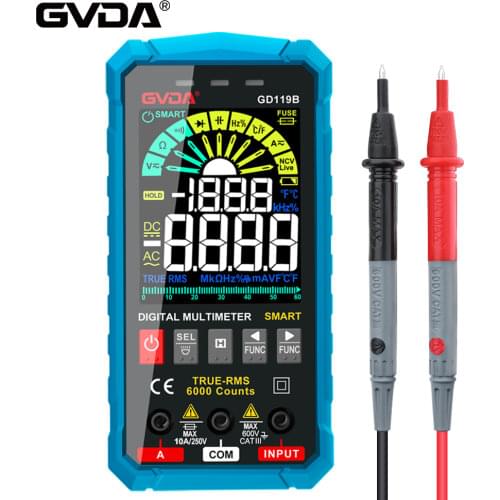 GVDA Ture RMS Digital Multimeter 6000 Counts Auto Range NCV Intelligent Multimetro Tester AC DC Voltage Capacitance Ohm Hz Meter