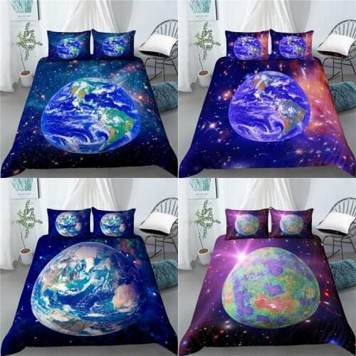 Home Living Luxury 3D Planet Print 2/3Pcs Comfortable Duvet Cover PillowCase Bedding Sets EU/US/AU Size
