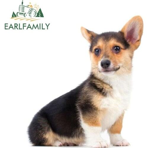EARLFAMILY 13cm x 11.3cm Funny Car Stickers for Corgi Decals DIY Waterproof Auto Door Window Trunk Car Wrap Decoration
