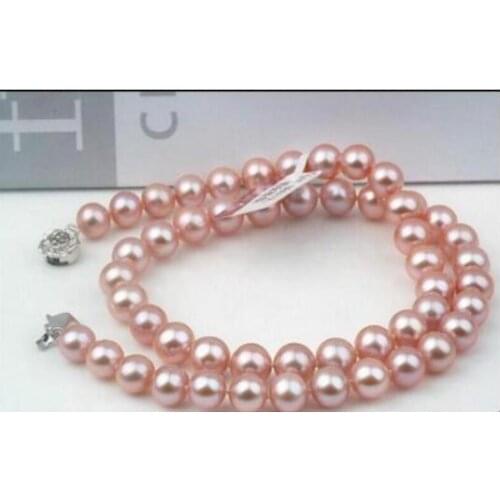 Elegant 9-10mm south sea round lavender pearl necklace 18inch KKK