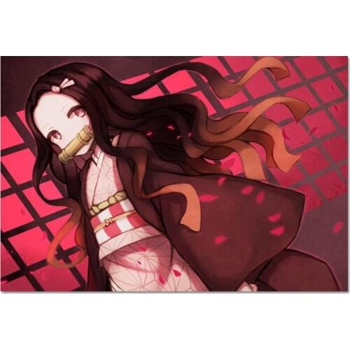 Kamado Nezuko Canvas Poster 30X45cm,40X60cm Art Home Decoration Cloth Fabric Demon Slayer Wall Poster Print Silk Fabric Poster